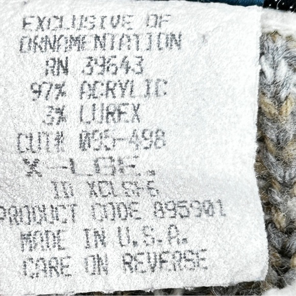 Vintage Fair Isle Pullover Sweater Beige Turquoise Womens Size L XL 80s 90s USA - Picture 5 of 8